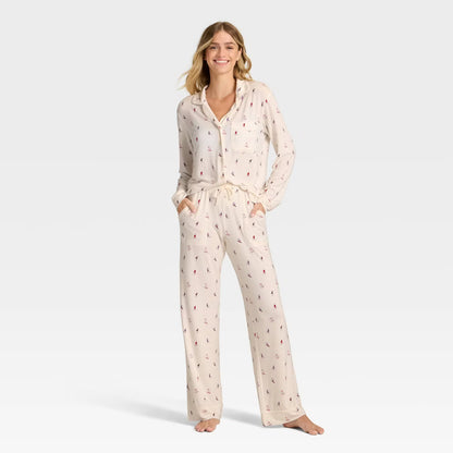 Cream Skiers Pajama Set