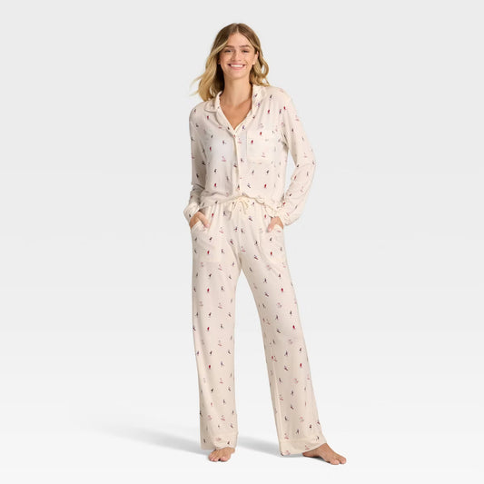 Cream Skiers Pajama Set