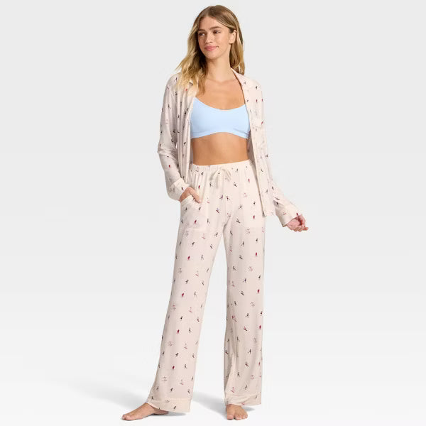 Cream Skiers Pajama Set